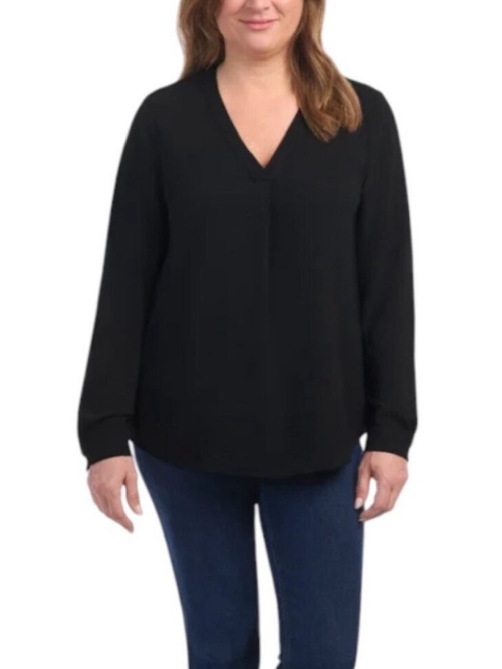 Dalia Long Sleeve Crepe Blouse in Black XL